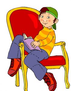 foto van een jongen op een stoel